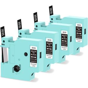 Vixic LM1600 Label Maker Tape Replacement for DYMO D1 Label Tape, White on Black, 1/2 Inch x 23 Ft Compatible with Dymo LabelManager 160, 280, 210D, 360D, 420P, PnP Label Maker, 4-Pack