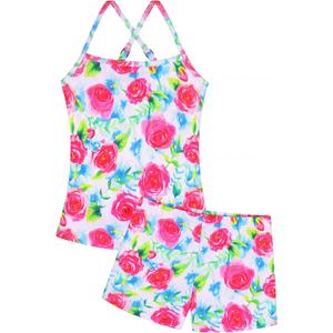 Girls Swimsuit Sleeveless Bathing Suits Back Cutout Summer Swimwear with Removable Chest pad 6-14 Years