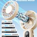 Aecooly Mighty Portable Handheld Fan | 20H Max Cooling Time | 3 Flexible Modes | 5 Speeds Wind | Battery Level Display | USB Rechargeable Mini Personal Battery Powered, Gifts for Women, Travel -Beige
