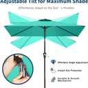 6.5' x 10' Rectangular Patio Umbrella Large Outdoor Market Umbrella w/ UV Protection, Push Button Tilt and Crank Lift, Rectangle Table Umbrella for Garden, Deck, Pool, Patio, Turquoise Blue, 6.5x13FT