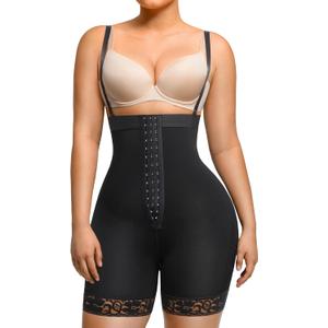 Lover-Beauty Fajas Colombianas Shapewear for Women Tummy Control Postpartum Body Shaper Butt Lifter Bodysuit (X-Small, 1-black-3 Row-hooks-zipper Crotch)