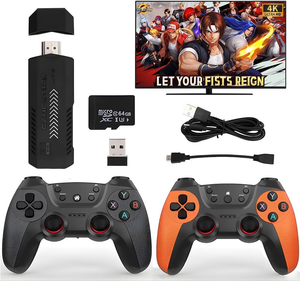 X2 Pro Retro Game Stick 4K HDMI Gaming Console: 40,000+ Preloaded Games | Enhanced Game Helper Features | Plug & Play | Stick Controllers for Family & Adult Retro Gamers