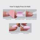 BTArtbox Press On Nails Almond - Pastel Baby Pink Short Press On Nails with Glue for Women, Opaque Soft Gel Glue On Nails in 16 Sizes - 32 Stick On Nails Kit, Bounce Kiss