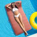 Upholstered Stylish Pool Float Lounger Recliner, Large Floating Chair & Backrest, Heavy Duty Lake, Beach, Adults & Kids - Comfortable Tube, Durable Water Floaty Tanning Lounge - Terracotta