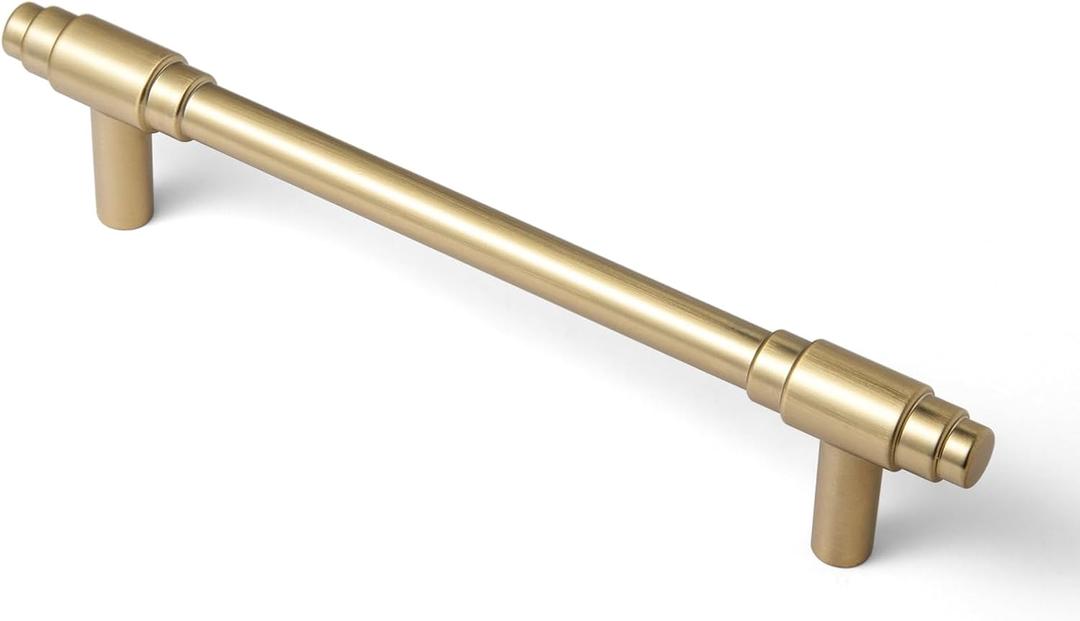 6Pack Champagne Bronze Cabinet Pull, 5" Hole Center Modern Handle