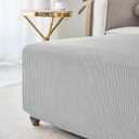 ANWUCHEN Ottoman Cover - Stretch Knitted Jacquard Square Slipcover - Soft Thick Storage Foot Stool Cover X-Large Light Gray