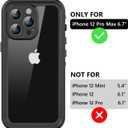 Protebox for iPhone 12 Pro Max Waterproof Case with Built-in Screen Protector, Shockproof Dustproof Full Body Protective IP68 Waterproof Phone Case for iPhone 12 Pro Max 6.7 inch (Black/Clear)