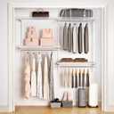 Sturdy Closet Organizer System: 4.4 Ft. Custom Metal Wire Shelving
Wall Mounted Closet Kit for Bedrooms Laundry Mudroom - Adjustable Storage Shelves for Clothes Handbags - Easy to Assemble