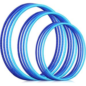 Syhood 12 Pcs Toy Color Hoop Plastic Detachable Adjustable Hoop Light Weight Exercise Fitness Equipment Toy Waist Ring for Adult Party, 3 Sizes(Gradient Blue)