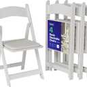 SIMPLEX 4 White Folding Chairs  Resin Stackable Foldable Chairs with Padded Seats  Comfortable White Folding Chairs for Indoor/Outdoor Events  Lightweight Resin Chairs (4 Pack)