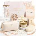 T Personalized Gifts for Women - Initial Cute Hair Clips + Glass Cups w/Lids Straws, Makeup Bag Monogrammed Gifts for WomenUnique Ideas Birthday Gift for Her, Christmas & Bridesmaid Gifts