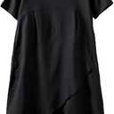 Tebreux Women's Linen Midi Dress Oversized Short Sleeve Sundress Baggy Tunic Dresses.4XL.