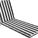 Chaise Lounge Cushions Outdoor Set of 2, 71"x22"x3" Patio Lounge Chair Furniture Cushions with Washable Covers for Pool, Patio, Lawn (Black+White Stripes, 2 Pcs)