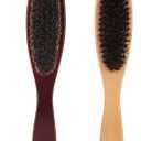Clothes Garment Dust Cleaning Brush Lint Remover Brush with Genuine Soft Horsehair and Wooden Handle for Coat Men Suits Shoes Jacket Furniture Car Mat and Pet Hair (2-Pack)