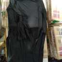 Vakkest Womens Summer Sexy 2 Pieces Outfits Ruffle Floral Tank Top Wrap Boho Tropical Long Skirt Set Clubwear Dresses (Medium, Solid Black)