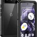 Lanhiem Pixel 8 Case, IP68 Waterproof Dustproof Case with Built-in Screen Protector, Rugged Full Body Shockproof Protective Clear Cover for Google Pixel 8 6.2 Inch, Black