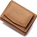 Small Wallet Women Genuine Leather RFID Blocking Trifold Tiny Wallets with Snap Coin Pouch 7 Card Solts