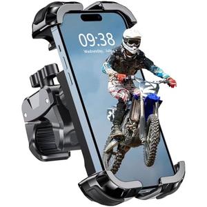Zewdov Motorcycle Phone Mount, Upgrade Bike Phone Mount [1s Lock][Secure Protection], 360° Rotatable Phone Holder for Mountain Bike/ATV/Scooter Handlebar Stand, Compatible with iPhone/Samsung 4.7-6.7"