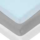 American Baby Company 3 Pack 100% Natural Cotton Fitted Cradle/Bassinet Sheets 36" x 18" - Soft, Breathable & Hypoallergenic Bed Sheets, Blue/Gray/White, Neutral for Boys & Girls