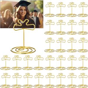 36 Pcs 2026 Graduation Gold Photo Holders for Table Centerpieces Metal Photo Holder Gold Picture Display Stands Menu Memo Clips for Graduation Party Table Decoration Supplies(Certificate)