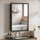 16x24 Inch Medicine Cabinet Mirror for Bathroom Recessed Medicine Cabinet with Mirror or Surface Wall-Mounted Aluminum Alloy Framed Bathroom Cabinet Mirror Black Metal