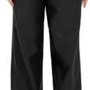 Women's Black Leather Pants - High Waist Faux Leather Straight Leg Bell Bottom Flare Pants (Black, S)