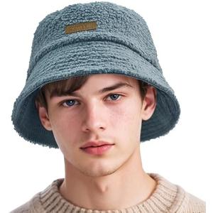Sukeen Winter Bucket Hat for Women Men Double Side Wear Warm Hat Faux Fur Plush Winter Hat Trendy Fisherman Cap for Daily