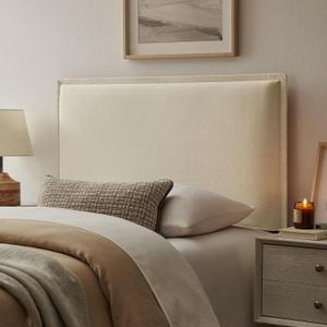 Modway Camille Twin Size Upholstered Linen Blend Headboard with Removable Slipcover – in Linen - Padded Pillow Style Headboard with Adjustable Mounting for Twin Beds