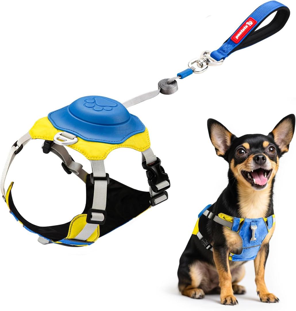 No Pull Dog Harness, 2 in 1 Retractable Harness with Auto-Lock, Reflective Breathable Mesh and Handle, Adjustable Leash Set for Small, Medium,Large Dogs,Cats (Color 2, S)