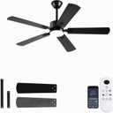 52 inch Modern Ceiling Fans with Lights APP/Remote Control, Low Profile Reversible 6 Speeds Ceiling Fan Light for Indoor/Outdoor Patio Bedroom Living Room,Black (52inch)