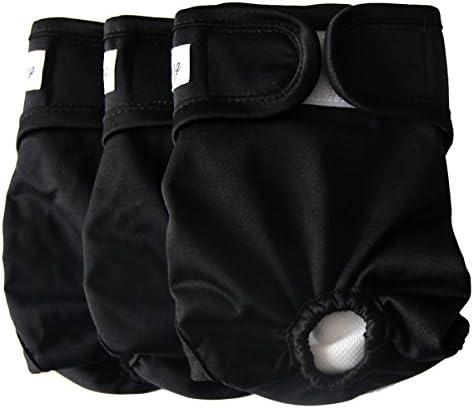JoyDaog 3 Pack Small Dog Diapers for Female Reusable Premium Jean Puppy Wrap,Black XS