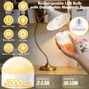 5000mAh Rechargeable Light Bulbs with Remote: E26 Led Battery Operated Light Bulb with 10 Colors & Timer for Sconces & Lamps - Dimmable Cordless Magnetic Bulbs with Remote for Non-Hardwired Fixture
