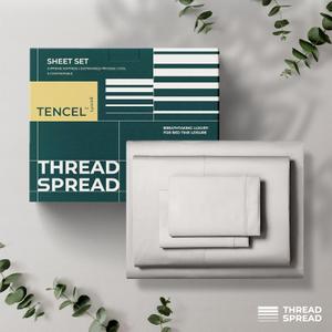 THREAD SPREAD Cooling 100% Tencel Lyocell Bed Sheets Set 4 Piece- Cool Breathable Extra Soft Sheets - Natural Silky Material, Moisture Wicking - Softest Cooling Eucalyptus Sheets (Silver, Full)