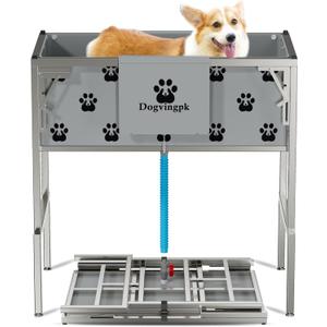 Foldable Elevated Dog Bathtub with Drain 300 lb Capacity Portable Pet Shower Wash Station for Bathing Grooming Small Medium and Large Dogs, and Indoor Outdoor Use (2 PVC-TUB-L)