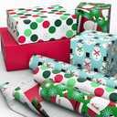 Hallmark Christmas Wrapping Paper with Cutlines on Reverse (3 Rolls: 90 Sq. Ft. Total) Santa Claus, Polka Dots, Snowmen