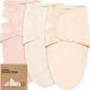 3-Pack Organic Baby Swaddle Sleep Sacks - Swaddles for Newborns, Infant 3-6 Months, Baby Girls, Boys, Soft & Snug Newborn Sleep Sack, Nursery Swaddling Blankets (Angelic, L)