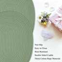 Oval Woven Placemats Set of 6, Boho Cotton Rope Braided Table Mats, 17x13 Inches Non Slip Heat Resistant Place Mats for Dining Room, Thick Hot Pads for Farmhouse Kitchen Table Decor. (Green)