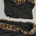 EHSUYAB Women 2000s Sexy 2 Piece Leopard Club Outfits, Sweetheart Neck Halter Crop Top, Low Rise Micro Shorts Going Out Rave Black Large