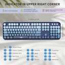FOPETT Wireless Keyboard and Mouse Combo - 2.4G Full-Sized Cute Colorful Mouse and Keyboard with 104 Round Keys Retro Typewriter Keyboard for Laptop/Windows/PC - Blue Gradient
