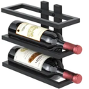 Wall Mounted Wine Rack, Holder for 3 Bottles, Small Display Shelf Hanging Wall Mounted Wine Bottles Storage Rack - 24x9x25cm, Black