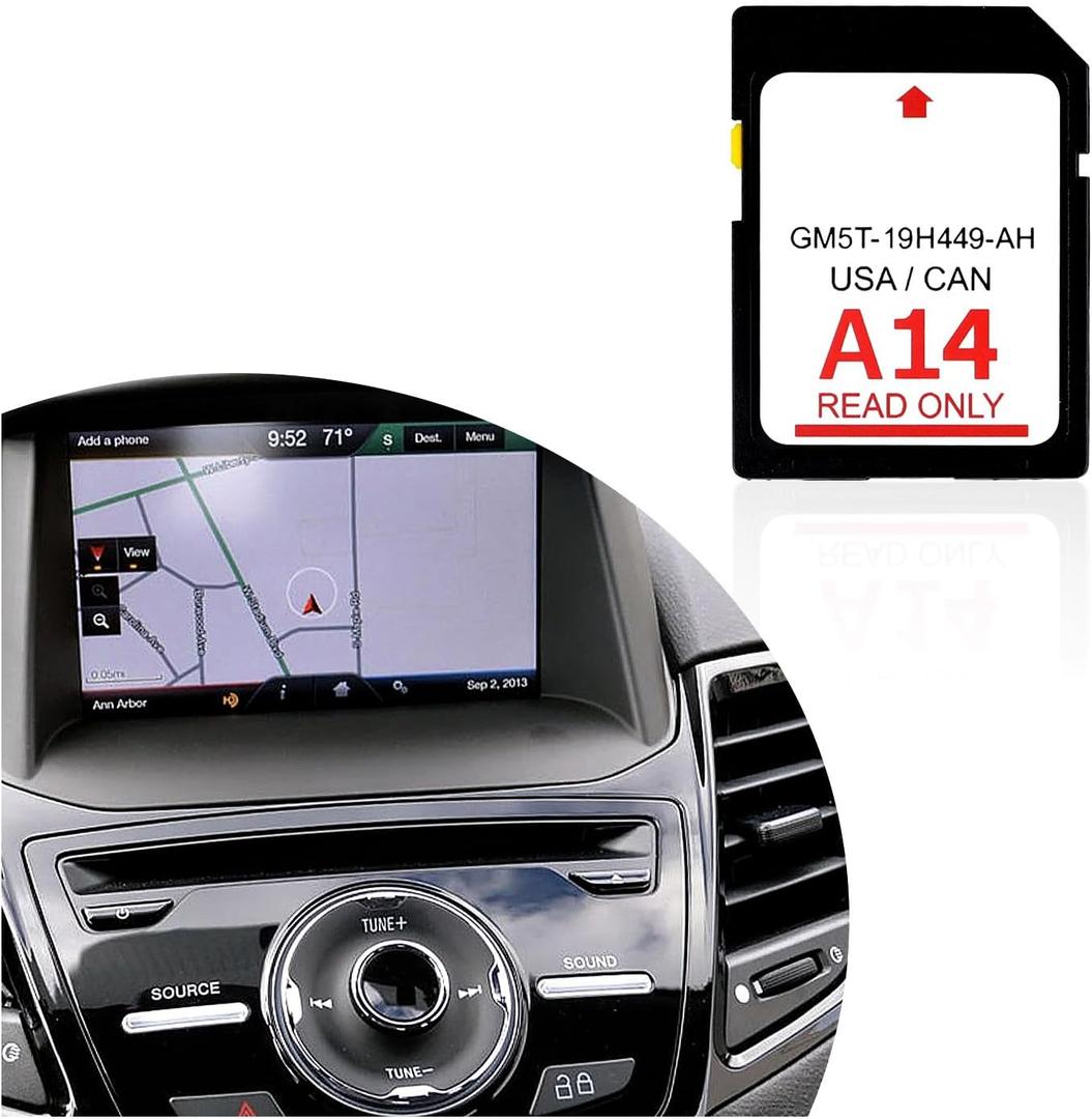 A14 Navigation SD Card,2023 Latest Version US & Canada Maps Car GPS Navigation System SD Card GM5T-19H449-AH Compatible with Ford Lincoln,Road Trip Essentials