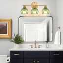 Bathroom Light Fixtures,3 Light Bathroom Vanity Light Over Mirror,Gold Wall Vanity Lights with Green Glass Shade for Bedroom Living Room Farmhouse (11-wall lamp)