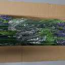 Geegoods Artificial Plants Flowers Outdoor 48 Bundles UV Resistant Faux Lavender Flowers with Monkey Grass for Garden Porch Window Patio Hanging Planter Decor