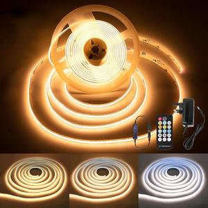 Meevt Led Strip Light 16.4ft Warm White LED Lights for Bedroom, Ultra Bright 24V Cabinet Strip Lighting with Remote Control, Ambient Mood Lighting for DIY Mirror, TV, Nightstand, Kitchen