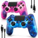 Controller for PS4, Wireless Controller 2 Pack for Sony PlayStation 4/Slim/Pro, Remote Control with 6-Axis Motion Sensor/Double Vibration/Sensitive Touch Pad/Speaker & 3.5mm Audio Jack/800mAh Battery (Pink+Sky Blue)