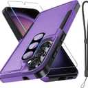 for Samsung Galaxy S26+ Plus Case with Screen Protector+Camera Lens Cover,Military Grade Heavy Duty Shockproof Phone Cover with Wrist Lanyard Strap for Samsung S26Plus,Lavender