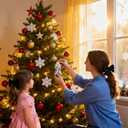 2 x Giftgarden Blown Glass American Flag Patriotic Santa Claus Christmas Tree Ornament, Vintage Star-Spangled Hanging Decoration 5.9 Inches