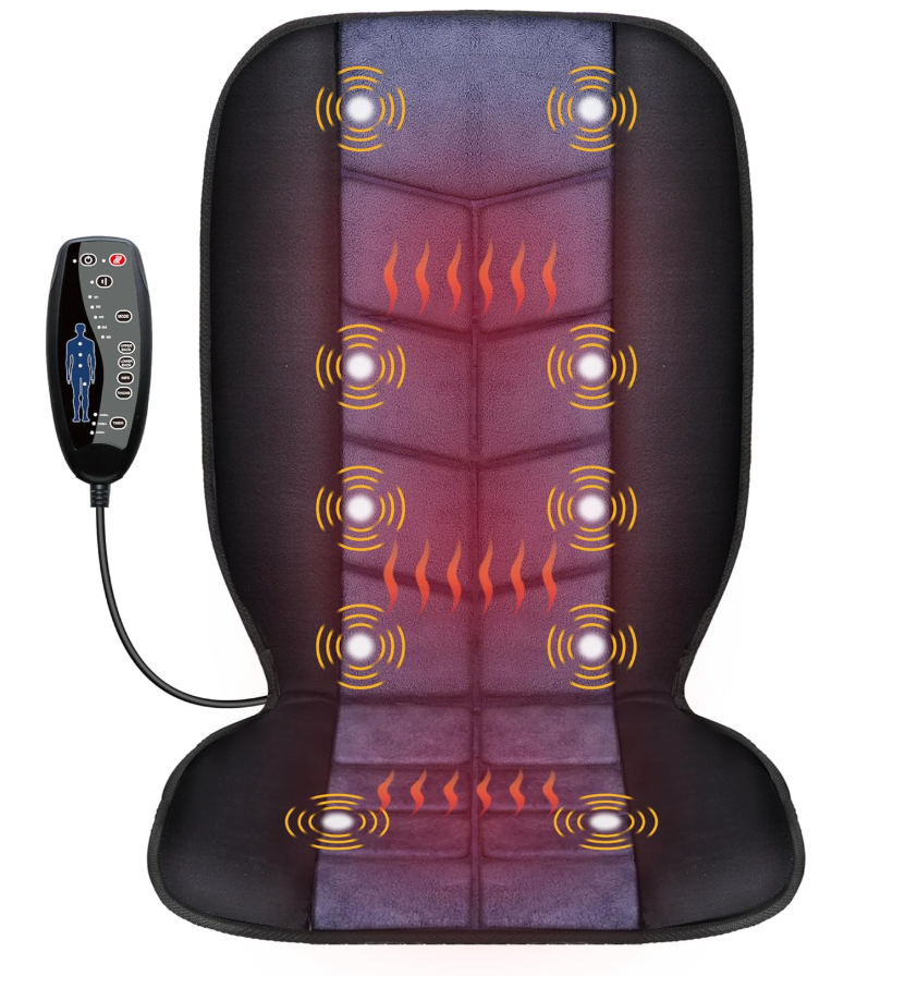 Massage Chair Pad,Back Massager with Heat,Massage Seat Cushion with 10 Vibration Motors,30-60-90 Minutes Heating Options,Chair Massager for Office Chair, Home Office Use, Relaxation Gift