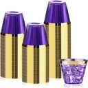 Bestluck 100 Pack 9 oz Purple Plastic Cups, Clear Disposable Cups with Gold Rim, Plastic Cocktail Glasses for Party & Graduation & Wedding