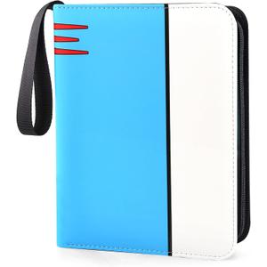 Card Binder 4 Pocket, Collectible Trading Card Albums Fits 400 Cards with 50 Removable Sleeves, Portable Trading Card Binder Collection Album Holder, Game Card Case book With Zipper for Gifts, Blue
